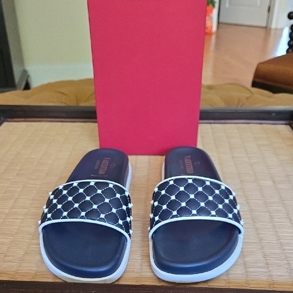 VALENTINO  Studded Leather Pool Slide Sandals